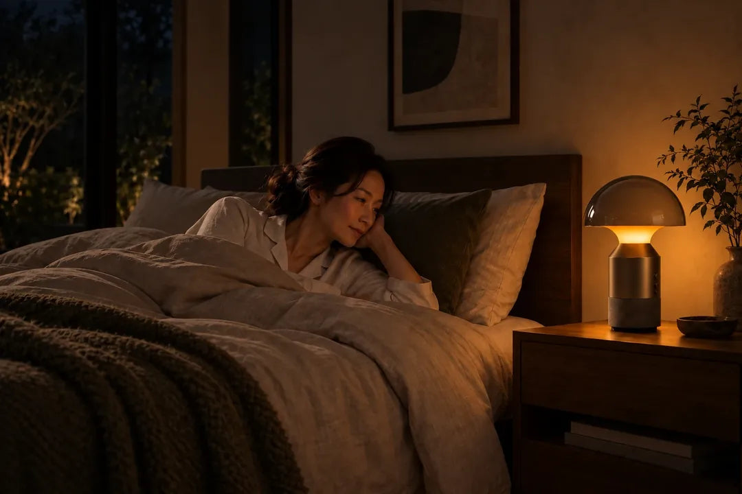 SOLA Halo Sound · 22:30 · Wind down: illustrative light state in a real working or resting context