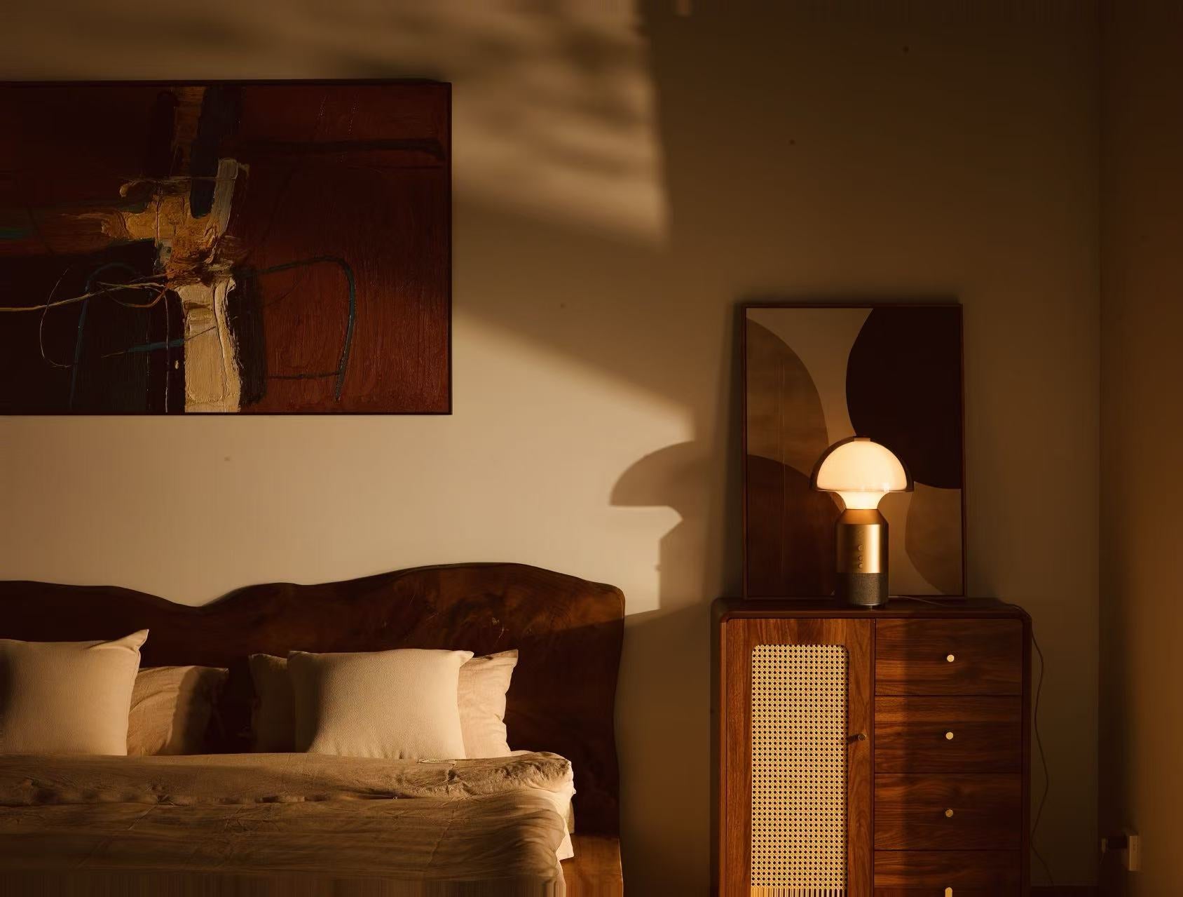 Halo Sound on a bedside cabinet