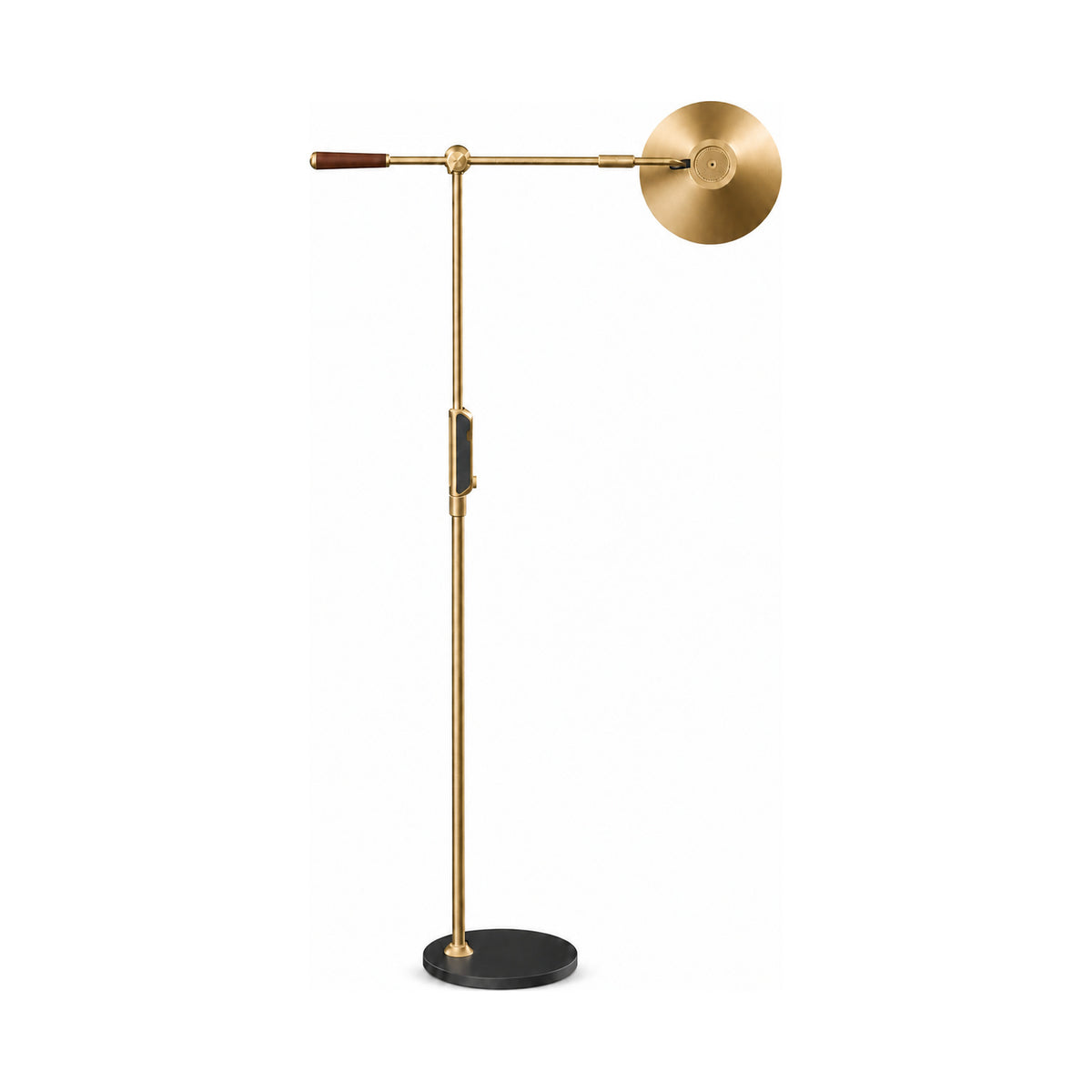 Axis floor-standing task light in Warm Brass, rear structure view